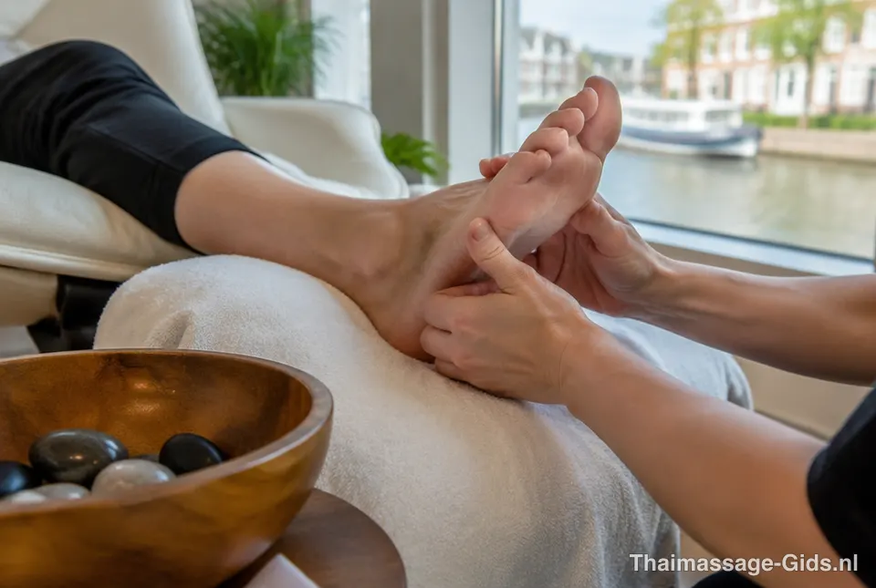 Voetmassage in een stoel met handdoek